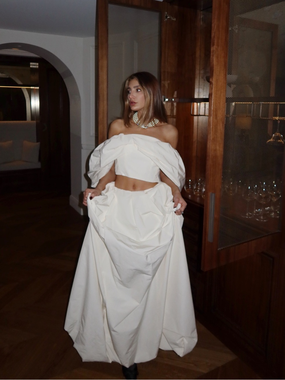 H&M STUDIO Cream Full-Length Women's Skirt and matching cropped tube top - Picture 13 of 15